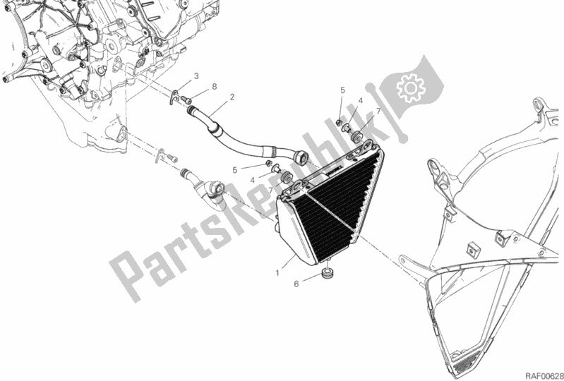 All parts for the Oil Cooler of the Ducati Superbike Panigale V4 S USA 1100 2019